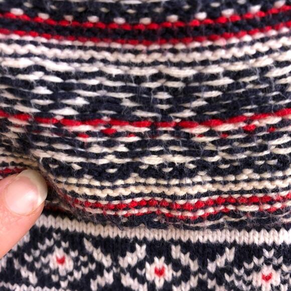 Hanna Andersson navy white red snowflake Nordic cardigan size Extra Small XS - Picture 8 of 16